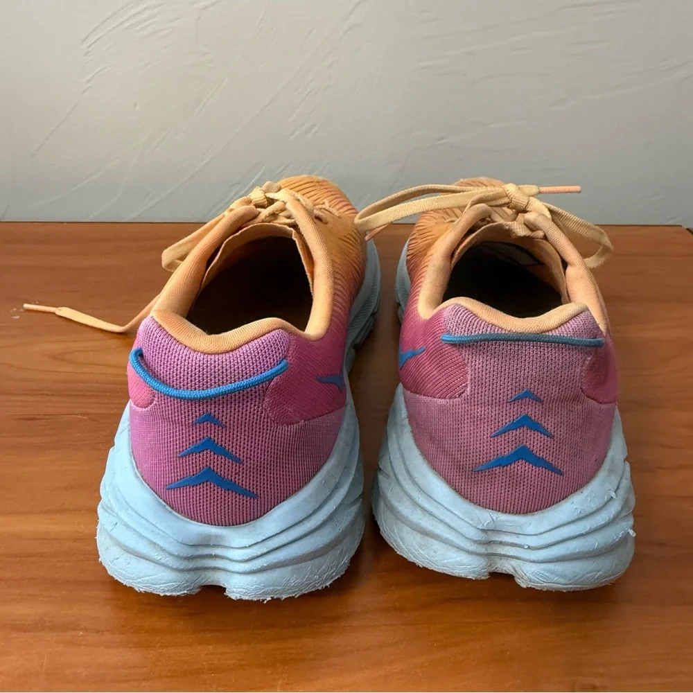 Hoka Women’s Rincon 3 Running Workout Athletic Shoes 7.5B Orange Pink‎ Blue